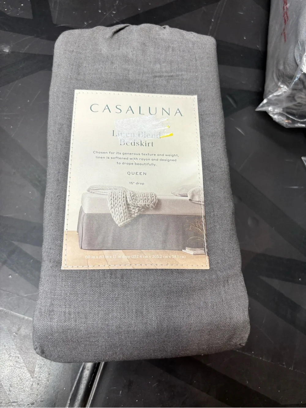 Casaluna Gray Linen-Blend Bedskirt - Queen